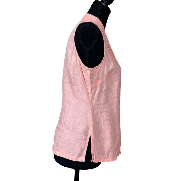 Sarah Spencer Peach Linen Button Front Blouse Size M - Picture 3 of 7